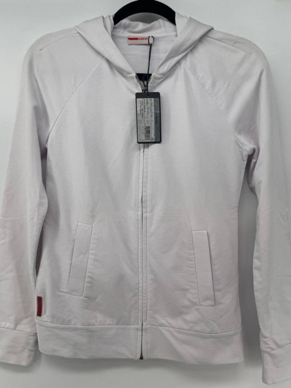 NWT Prada Linea Rossa White Stretch Zip Hoodie Size XS - Picture 1 of 8